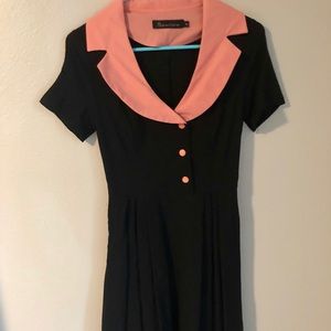 Black & Salmon 1950’s Style Dress NWOT